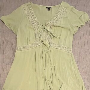 Torrid Light Green Crochet Detail Blouse